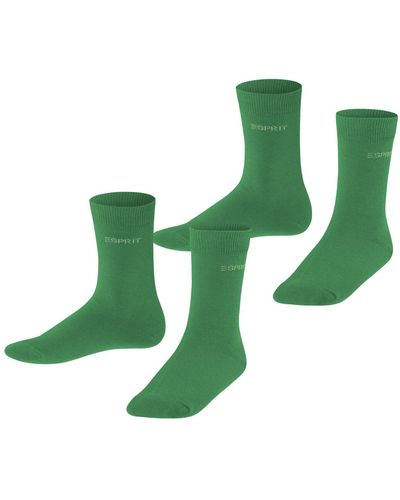 Esprit Foot Logo Lot de 2 Paires K So Coton Uni Chaussettes - Vert