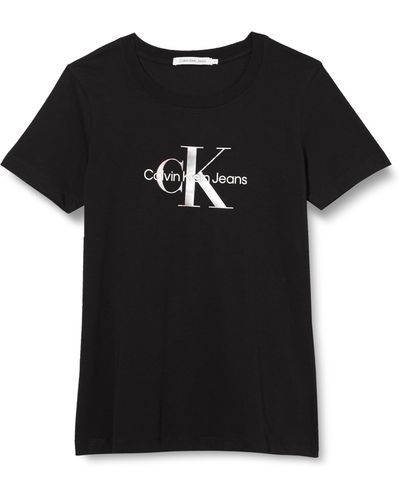 Calvin Klein Plus Diffused Monologo Tee J20j223435 S/s T-shirts - Black