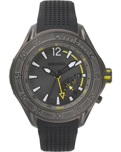 Nautica Datum klassisch Quarz Uhr mit Silikon Armband NAPKYW004 - Grau