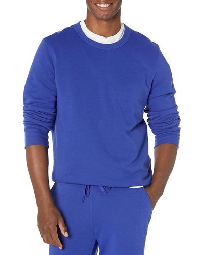 Amazon Essentials Leichtes langärmeliges Frottee-Sweatshirt mit Rundhalsausschnitt - Blau