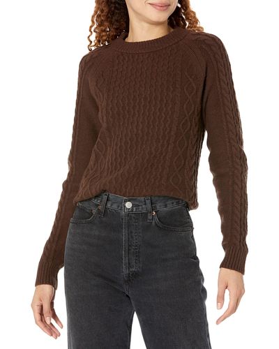Amazon Essentials Stitch Cable Sweater - Brown