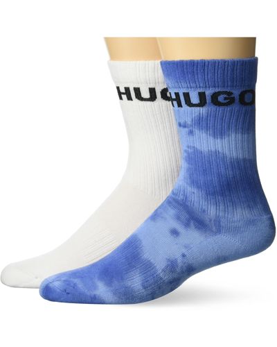 HUGO 2-pack Smudge Quarter Length Ribbed Socks - Blue