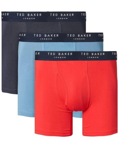 Ted Baker Pack Boxer Briefs - Navy/aegean Blue/lychee - Red