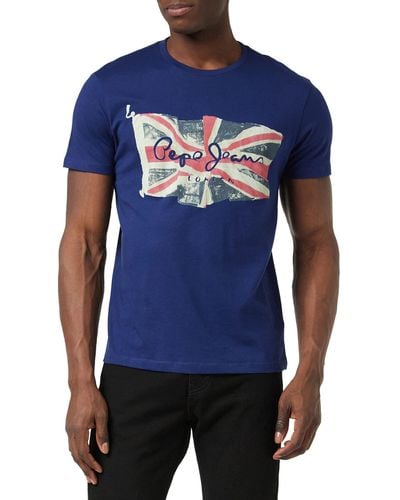 Pepe Jeans Flag Logo N Shirt - Blau