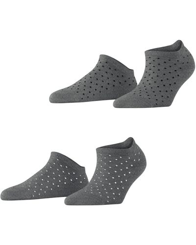 Esprit Fine Dot 2-pack W Sn Cotton Short Patterned 2 Pairs Trainer Socks - Grey
