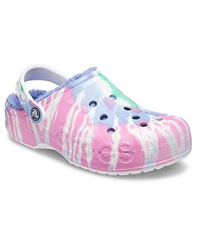 Crocs™ En Klassieke Tie Dye Gevoerde Klomp | Fuzzy Slippers - Meerkleurig