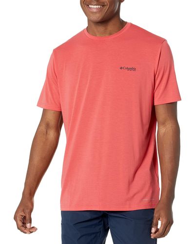 Columbia Pfg Fish Flag Tech Tee Short Sleeve T-shirt - Pink