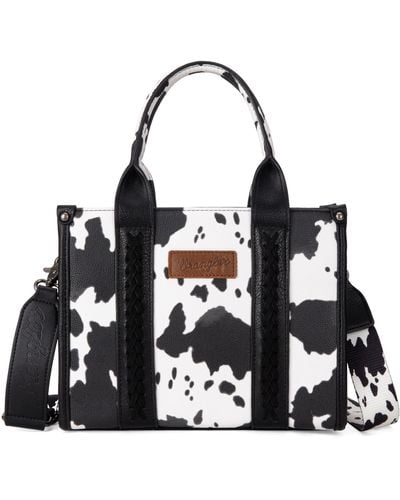 Wrangler Cow Print Tote Bag Handbags And Purses For Western Crossbody Bags For With Adjustable Strap - Black