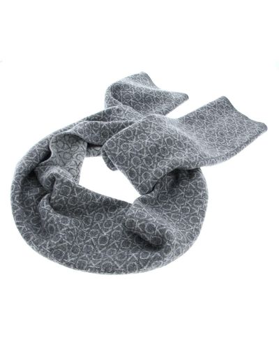 Calvin Klein Ck Monogram Wool Scarf 30 X 180 Medium Charcoal - Metallic