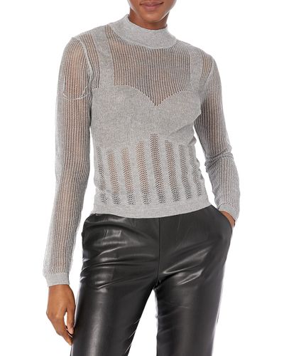 Guess Long Sleeve Addy Pointelle Sweater - Gray