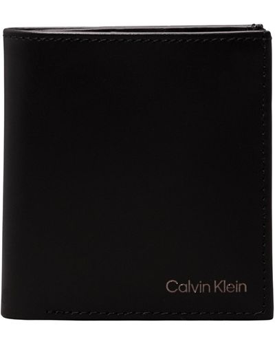 Calvin Klein Ck Smooth Trifold 6cc W/coin - Black