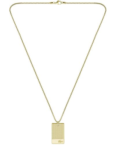 Lacoste Jewelry Stencil Ionic Plated Thin Gold Steel Pendant Necklace - Metallic