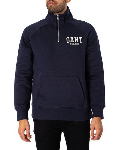GANT Arch-Sweatshirt mit halbem Reißverschluss - Blau