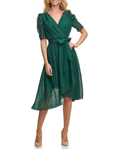 Tommy Hilfiger Clip Dot Chiffon Dress Spruce 2 - Green