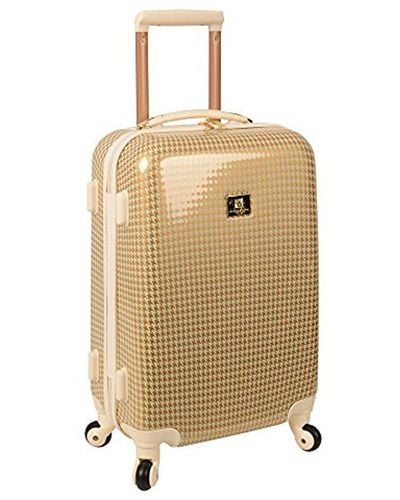 Anne Klein Manchester 20 Inch Hard Side Expandable Spinner, Gold/cream Houndstooth, One Size - Multicolor