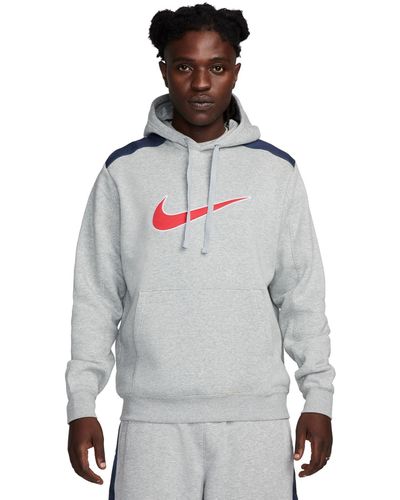 Nike Hooded Long Sleeve Top M Nsw Sp Flc Hoodie Bb - Grijs