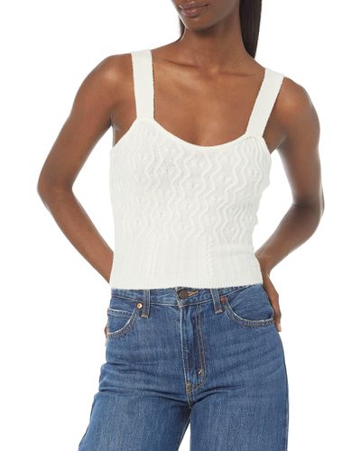 Guess Essential Sleeveless Blaire Cable Mix Cami - White