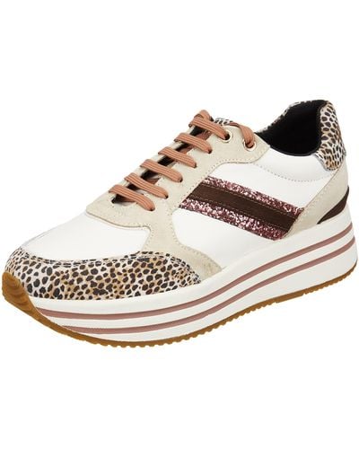 Geox D Kency B Sneakers Mujer Multicolor Off White Lt Taupe 37 EU - Metálico