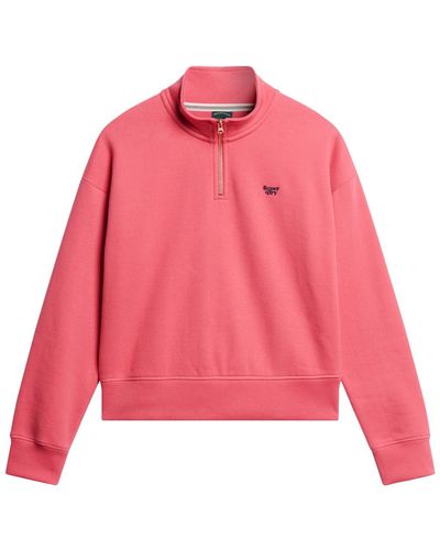 Superdry Essential Half Zip Sweatshirt - Pink