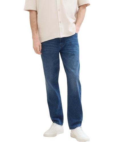 Tom Tailor Comfort Straight Jeans mit Leinen-Anteil - Blau