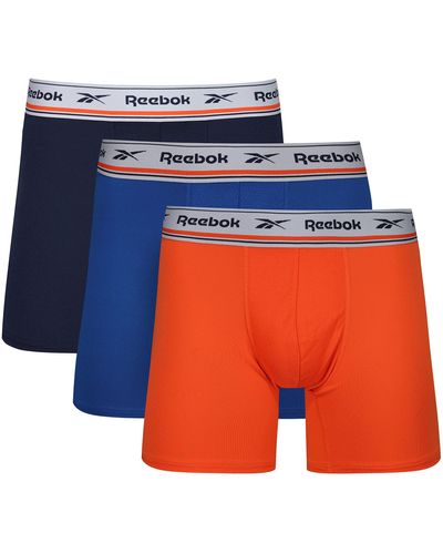 Reebok Calzoncillos de Hombre Naranja/Azul/Marino con Cintura de Nailon y tecnología Que Absorbe la Humedad para Mayor Comodidad