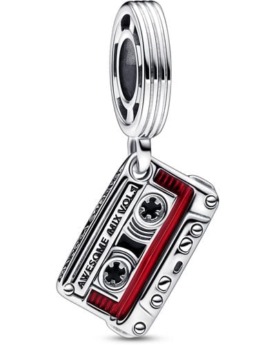 PANDORA Marvel Guardians of the Galaxy Kassette Charm-Anhänger aus Sterling-Silber mit Emaille in der Farbe Silber-Rot