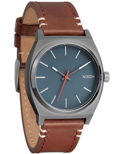 Nixon Time Teller Leather Watch - Blue