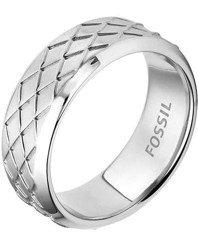 Fossil Jf02064 22.0 Mm Stainless Steel Ring Size Y - White