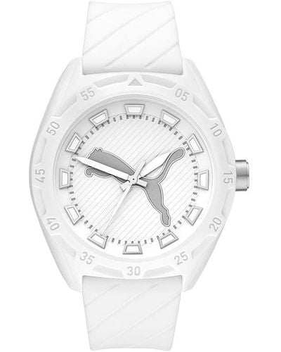 PUMA Analog Quarz Uhr mit Silikon Armband P5089 - Weiß