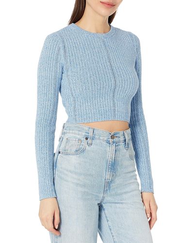 Monrow Ht1319-1-marled Sweater L/s Top - Blue