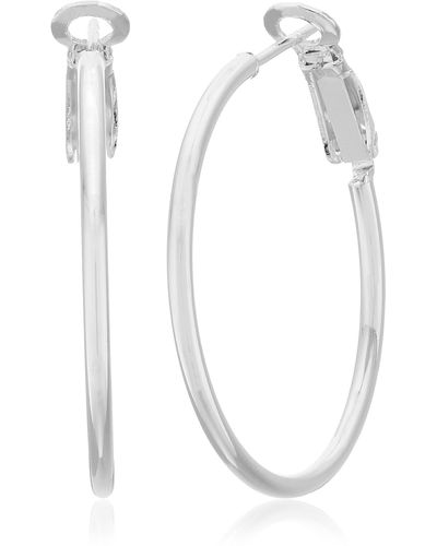 Amazon Essentials Sterling Silver Lightweight Paddle Back 30mm Hoop Earrings, - Metallic
