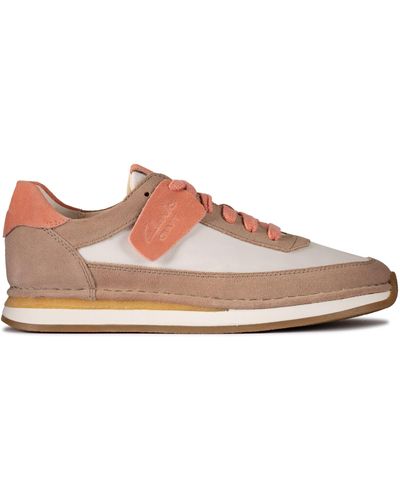 Clarks Craft Run Lace Suede Trainers In Standard Fit Size 6 Beige - Brown