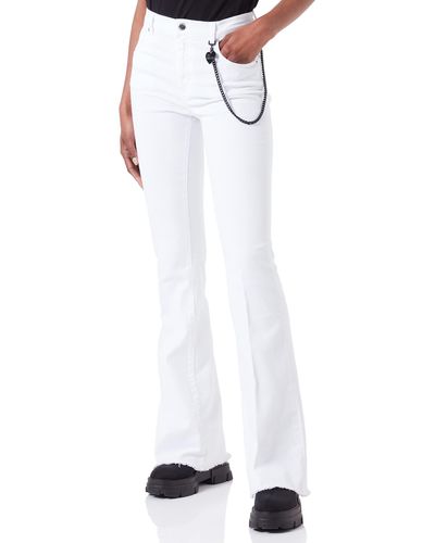 Love Moschino Flare Fit 5-Pocket Trousers Pantaloni Casual - Bianco