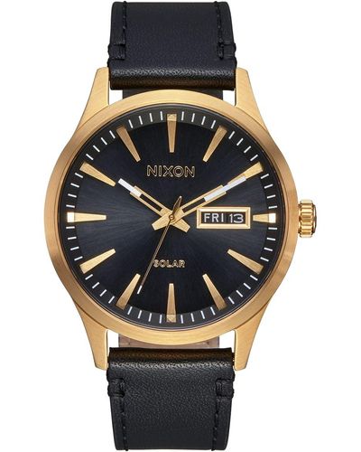 Nixon Sentry Solar A1347100m Water Resistant Stainless Steel Solar Powered Analog Watch - Black
