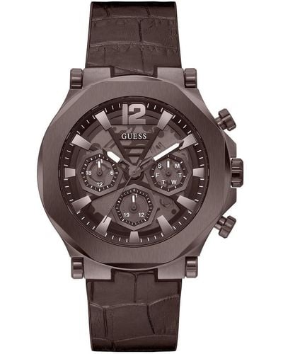 Guess Chocolate Brown Strap Chocolate Brown Dial Chocolate Brown - Multicolor