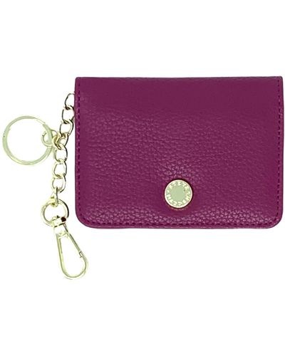 Steve Madden Bfold Clip On Card Case Wallet With Keyring - Purple
