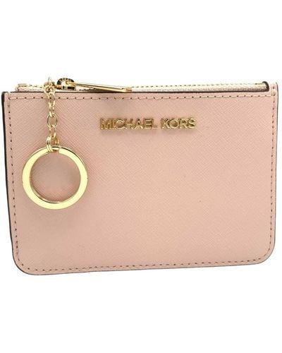 Michael Kors Jet Set Travel Small Top Zip Coin Pouch with ID Holder in Saffiano Leather - Nero