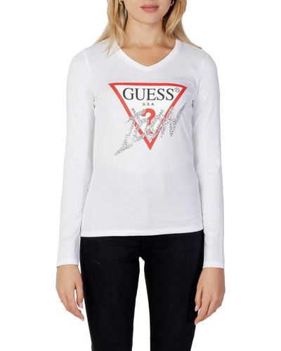 Guess T-Shirt LS VN Icon Tee Donna Western - Bianco