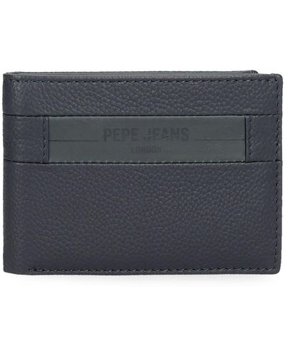 Pepe Jeans Checkbox Portefeuille Horizontal avec Porte-Monnaie Bleu 11x8x1 cm Cuir