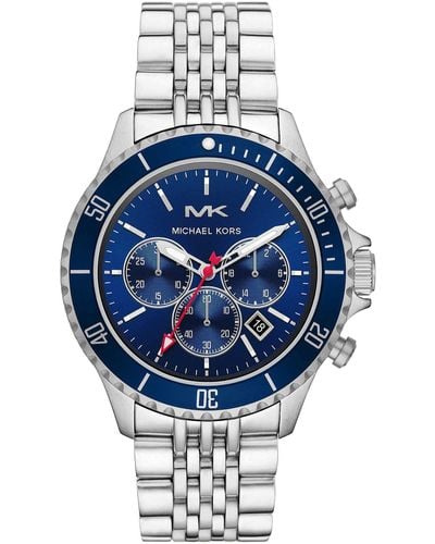 Michael Kors Bayville Stainless Steel/aluminum Quartz Watch Strap - Blue