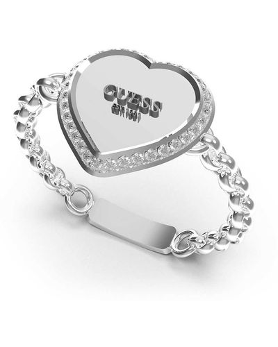 Guess Ring aus der Kollektion Fine Heart Ring Chevalier aus versilbertem Stahl mit Herz - Mettallic