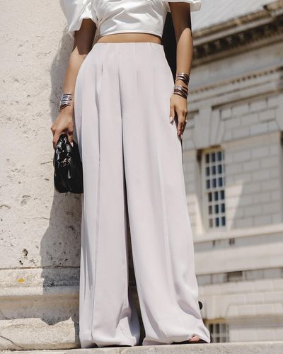 The Drop Pearl Grey Pleated Wide Leg Pant By @nisshee_stylealbum - Multicolour