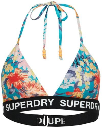Superdry Triangel-Bikinioberteil mit Logo Bali Blau Anemone 40