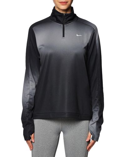 Nike W Nk Df Swoosh Prnt Hz Shirt Met Lange Mouwen Voor - Zwart