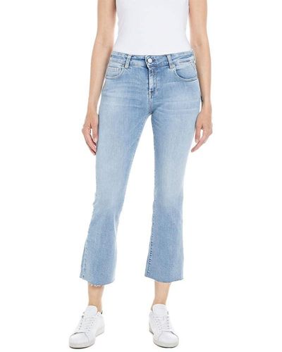 Replay Faaby Flare Crop Jeans - Bleu