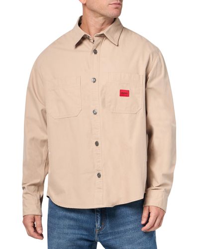 HUGO Long Sleeve Oversized Button Up Shirt - Natural