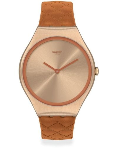 Swatch Montre Femme Brown Quilted Collection Skin Irony - Braun