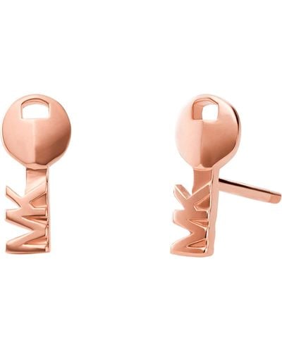 Michael Kors Mercer Link Rose Gold-plated Pave-embellished Padlock Earrings - Pink