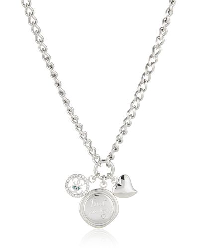 Guess Jewellery My Feelings 16-18" Trust Your Heart Charm Silver Necklace Ubn70038 - White