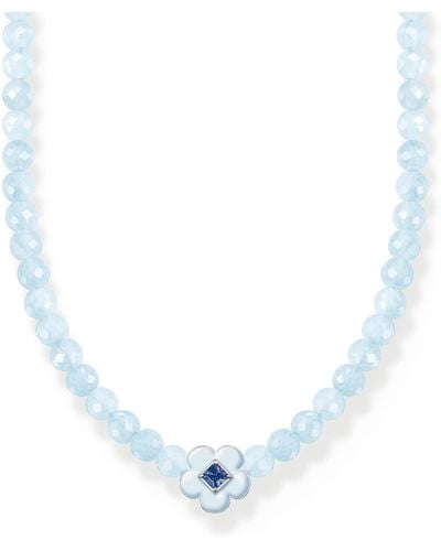 Thomas Sabo Choker Blume mit blauen Perlen 925 Sterlingsilber